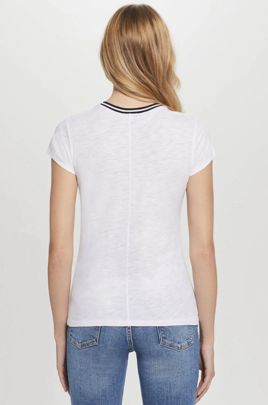 Goldie Short Sleeve Tipped Ringer Tee in  White/Black