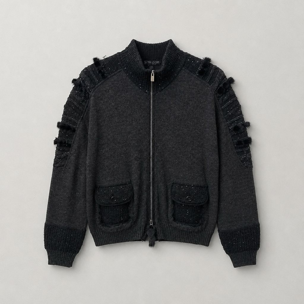 Tricot Chic Zip-Up Cardigan