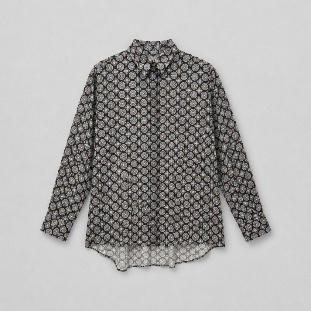 Academia Margaux Tie Print Blouse