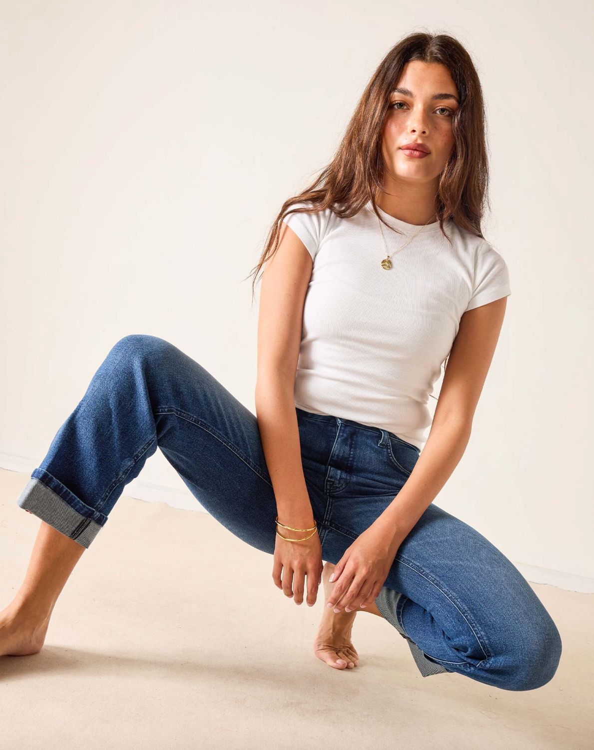 Mersea Bessie Cuffed Straight Jean in Faded Ink