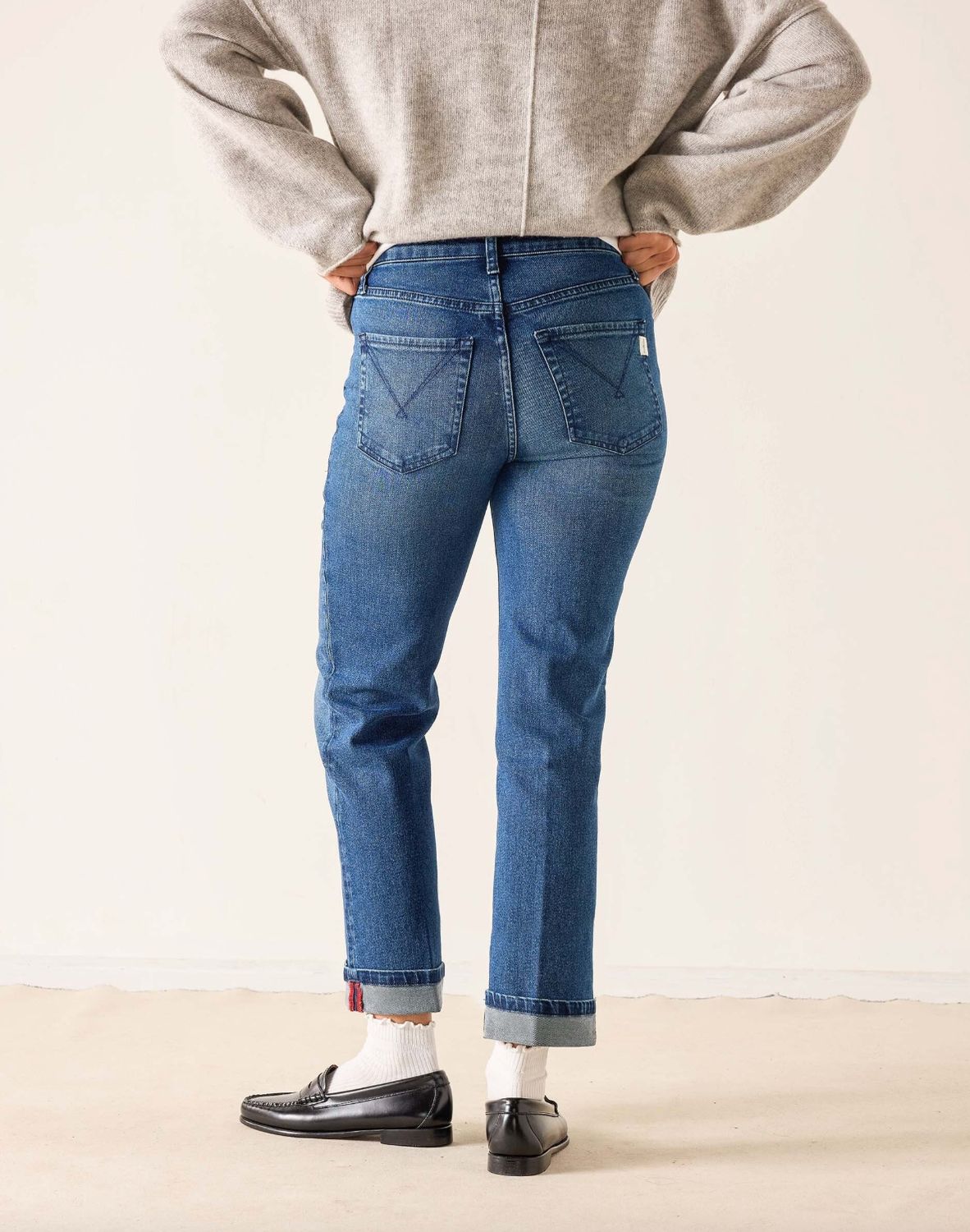 Mersea Bessie Cuffed Straight Jean in Faded Ink