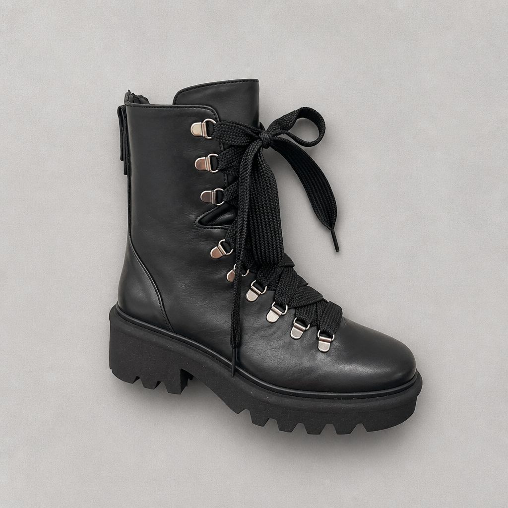 Homers Lys Black Tread Tie Boot