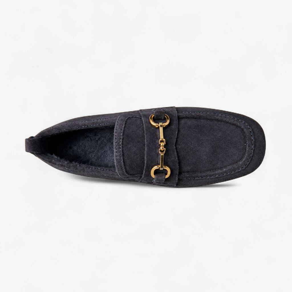 Homers Lena Fur-Lined Loafer in Navy