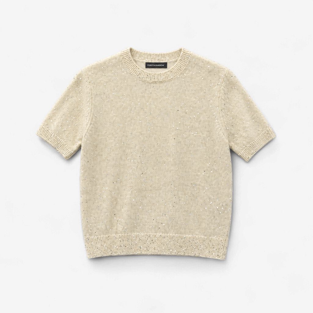 Pure Cashmere Sequined Sweater, Color: Ivory, Size: S