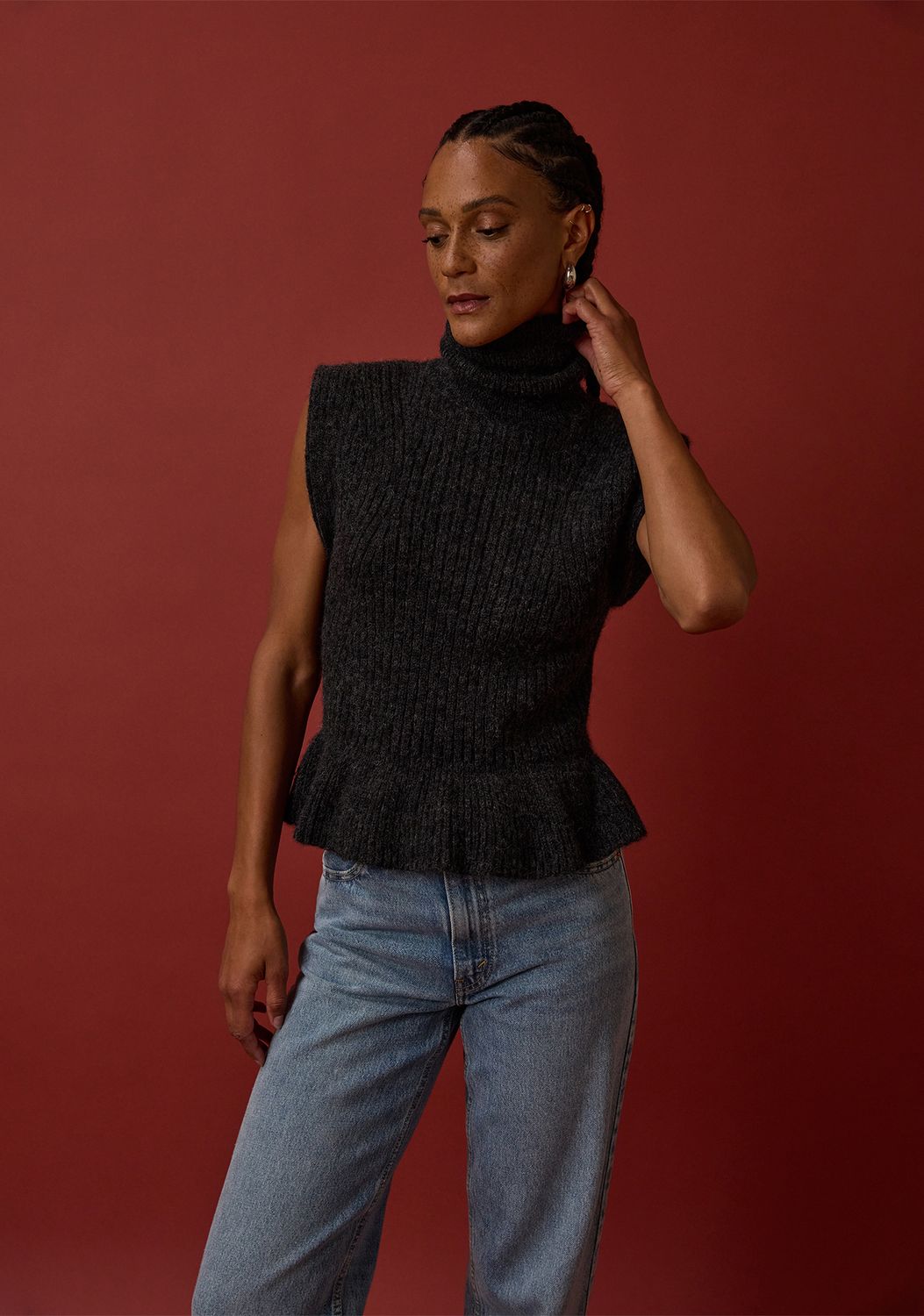 Nation Miranda Turtleneck Tank, Color: Heather Charcoal, Size: XS