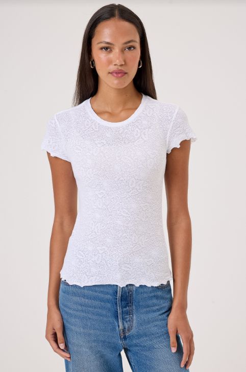 Goldie Jacquard Love Story Tee, Color: White, Size: XS