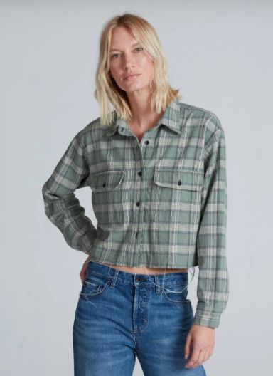 ASKK NY Crosby Flannel Shirt in Green Plaid