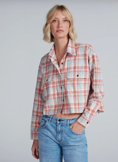 ASKK NY Crosby Flannel Shirt in Orange Plaid
