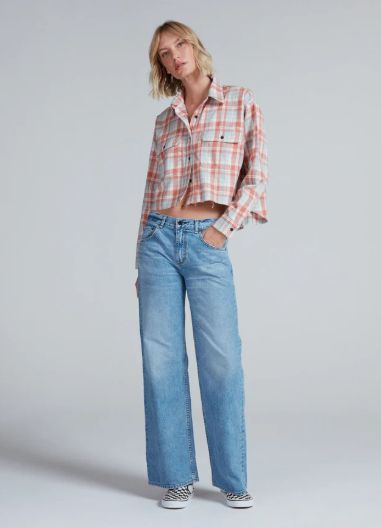 ASKK NY Crosby Flannel Shirt in Orange Plaid