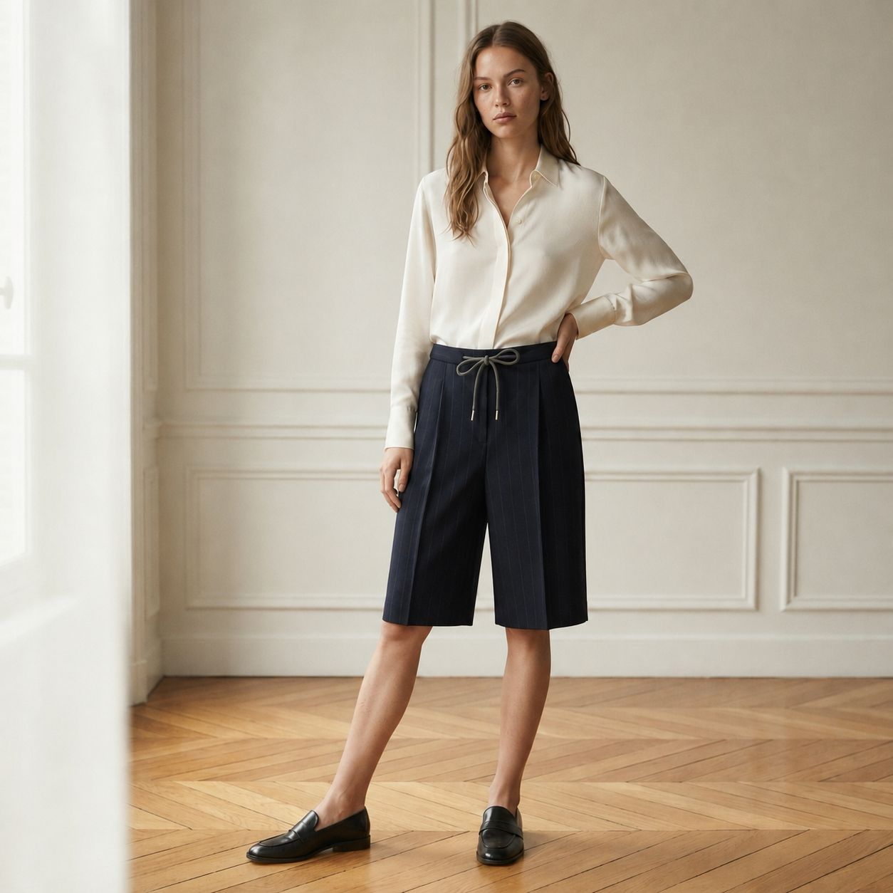 Beatrice Pinstripe Trouser Short