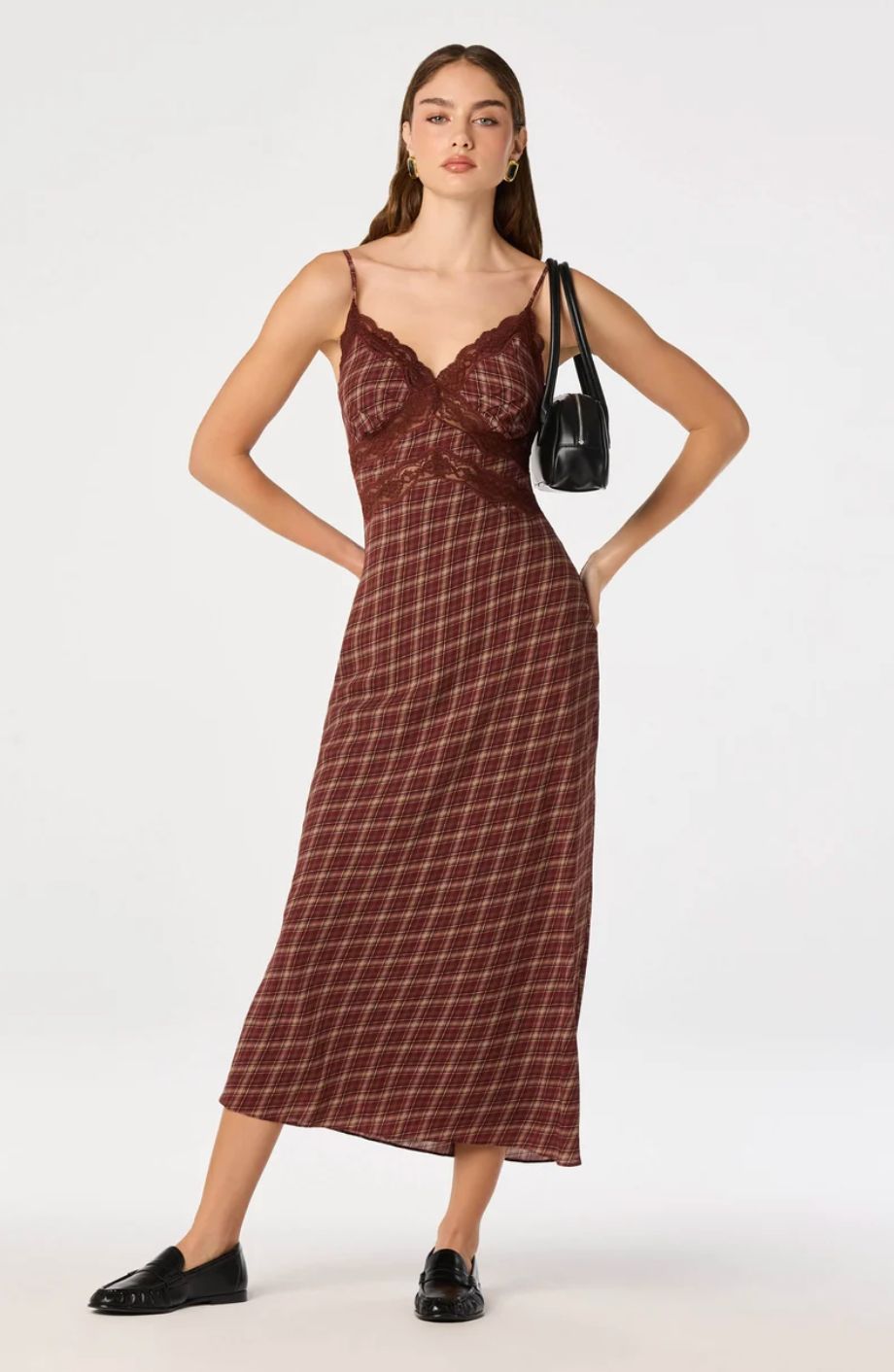 ASTR Dress in Wine Plaid