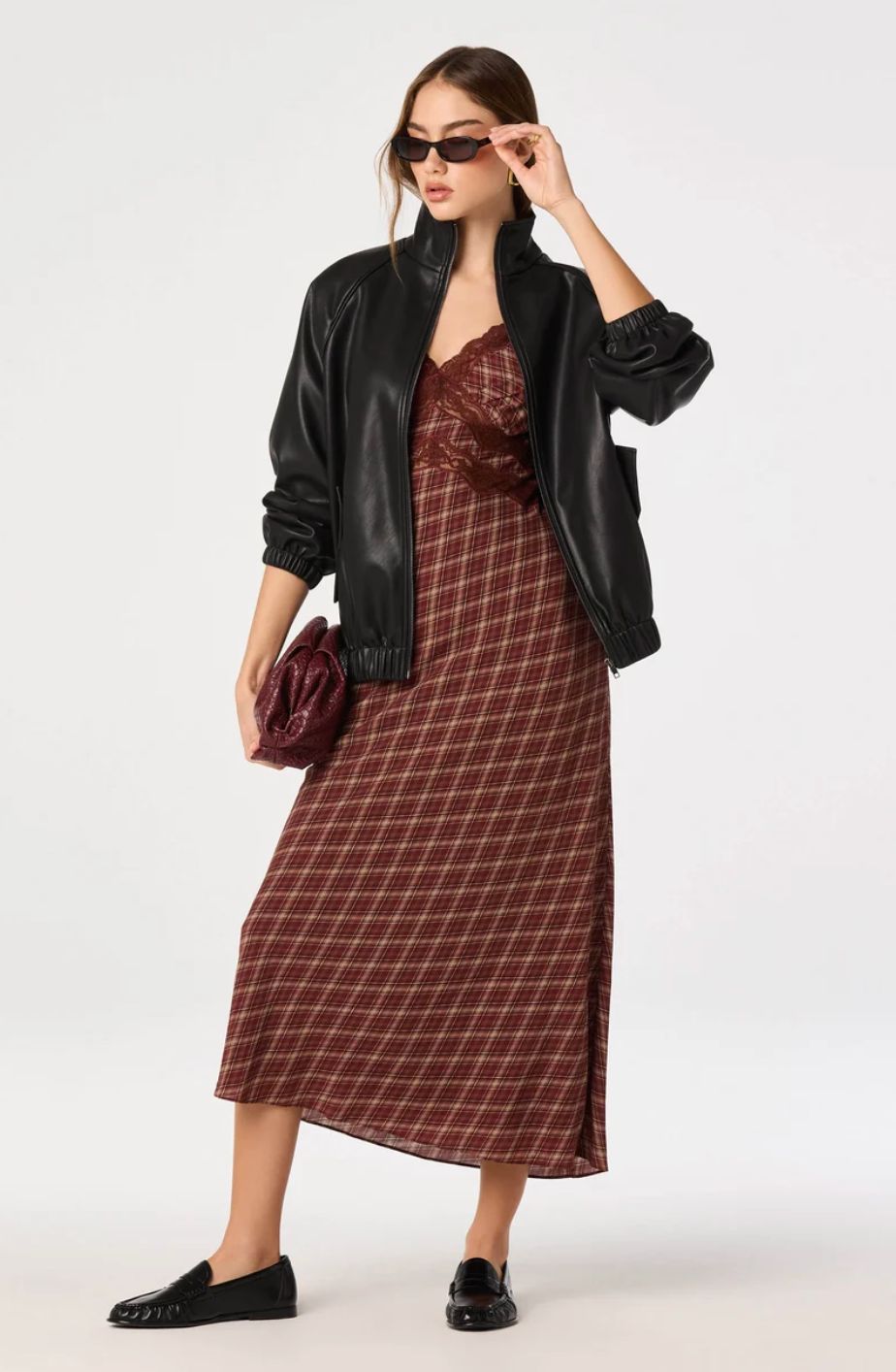 ASTR Dress in Wine Plaid