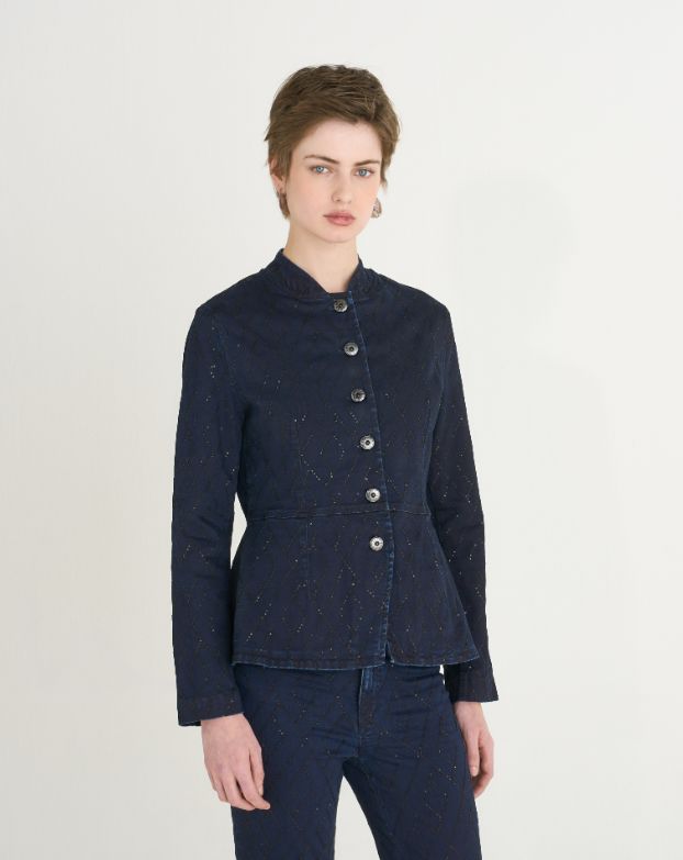 Shaft Blue Sequin Rinse Jacket