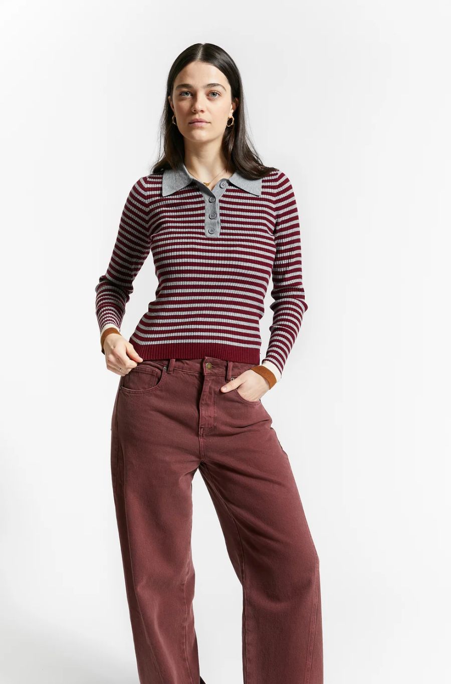 Indee Wallaby Sweater in Merlot Red