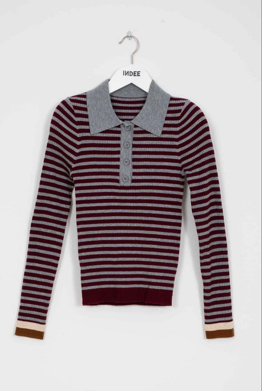 Indee Wallaby Sweater in Merlot Red