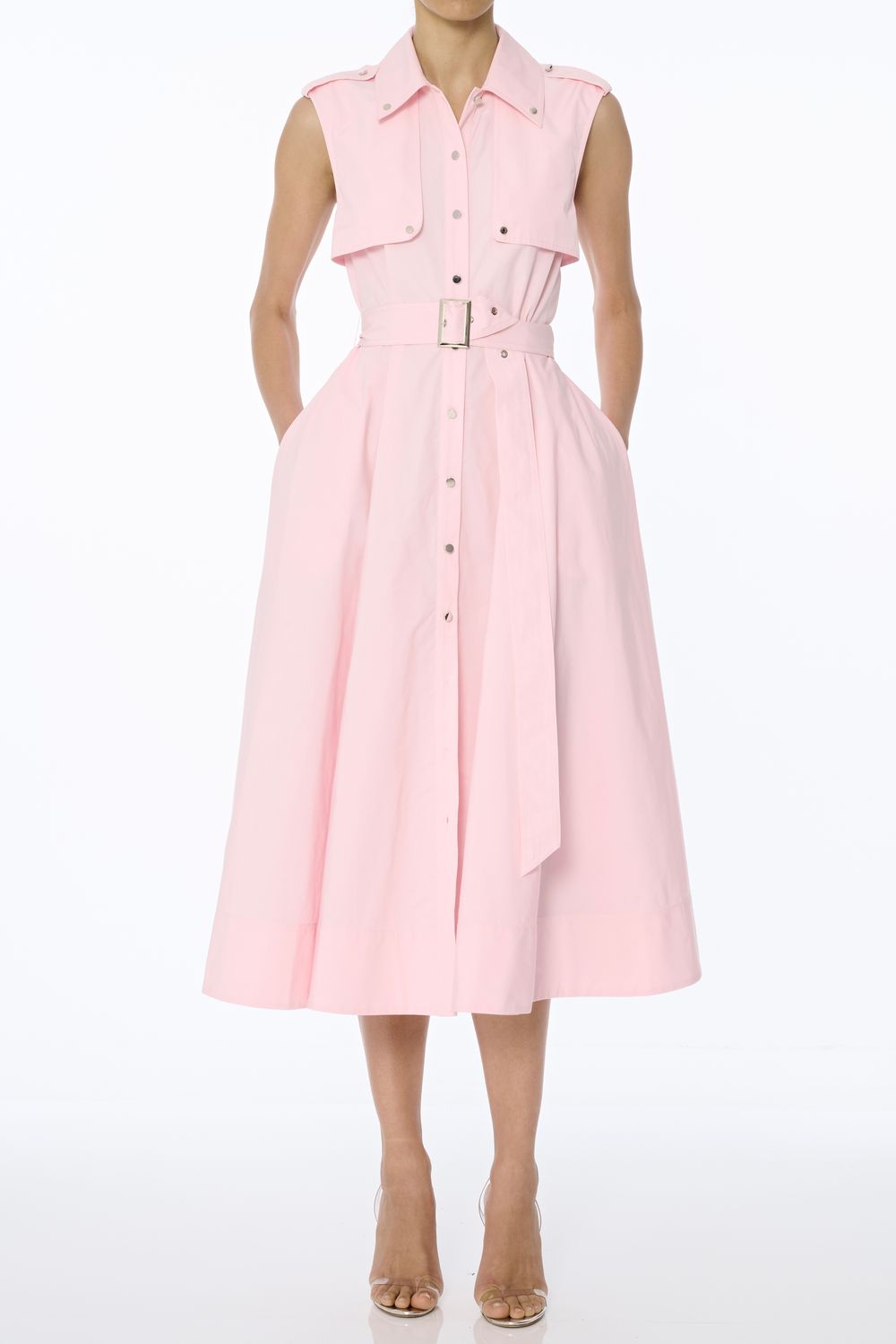 Toccin Gail Button Up Midi Dress, Color: Petal, Size: XS