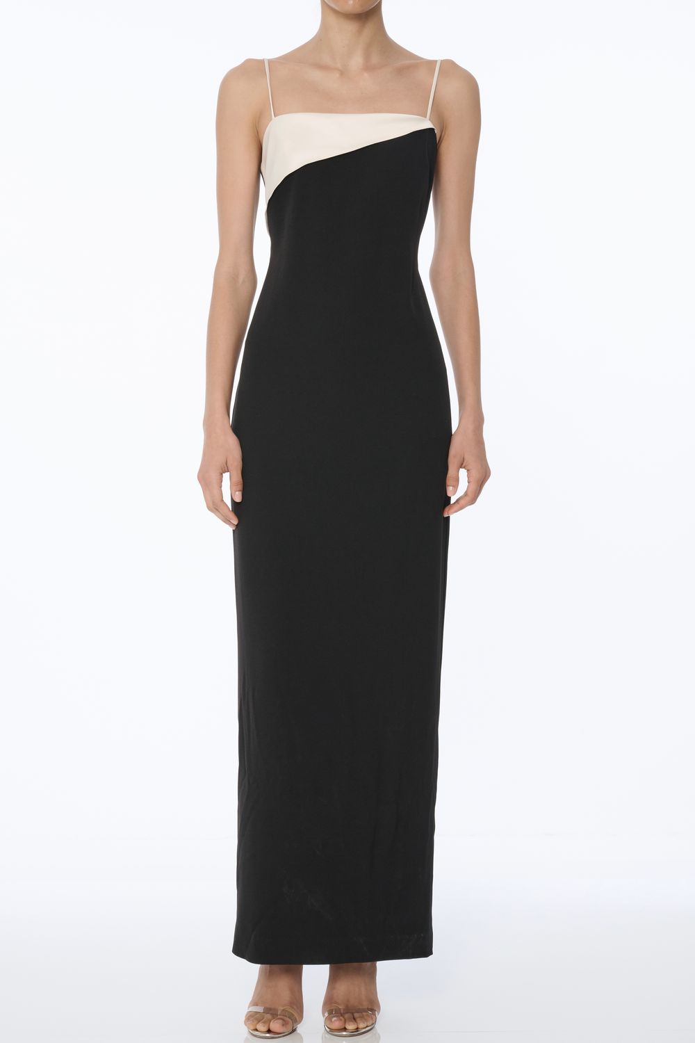 Toccin Zuma Lapel Maxi Dress, Color: Jet/Ivory, Size: 0