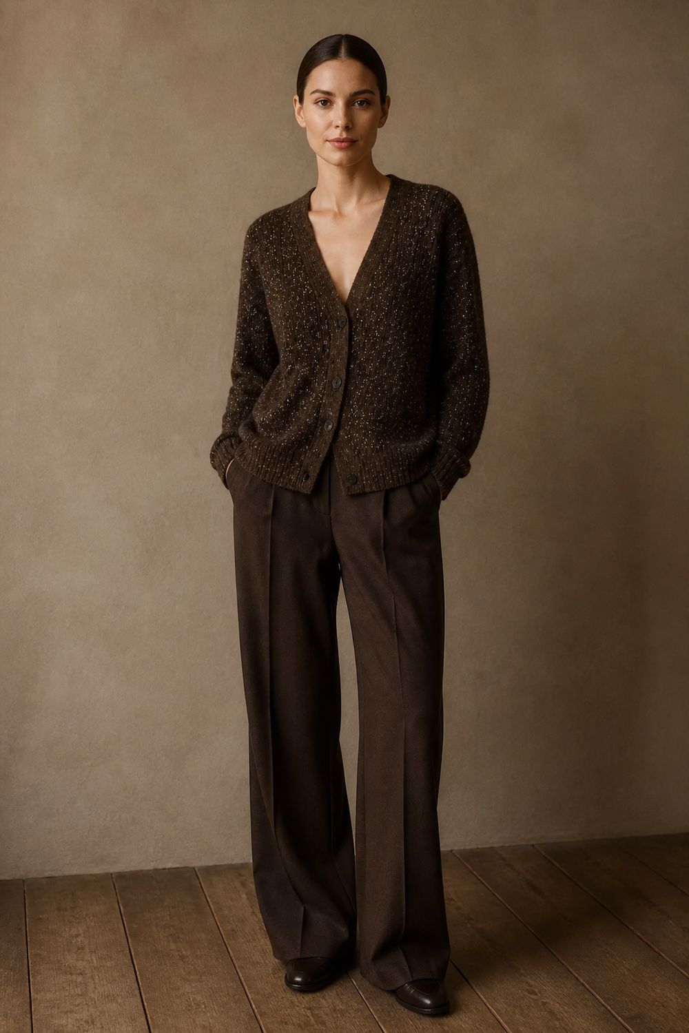D. Exterior Camoscio Sequin Cardigan