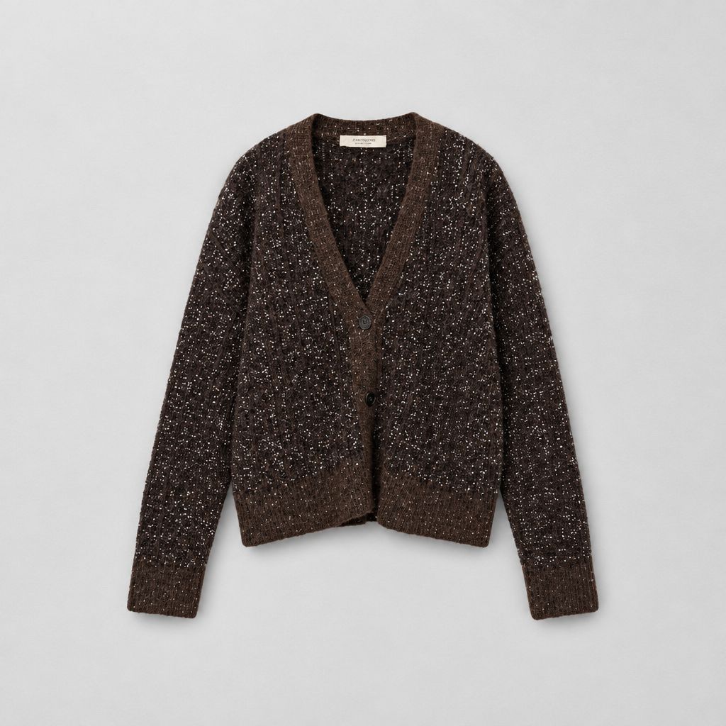 D. Exterior Camoscio Sequin Cardigan