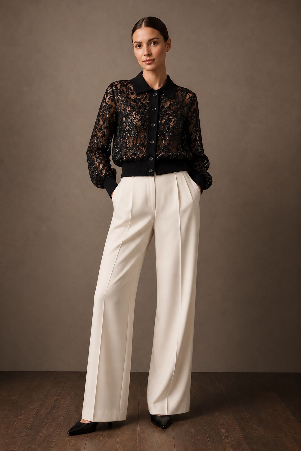 D. Exterior Sheer Sequin Bomber