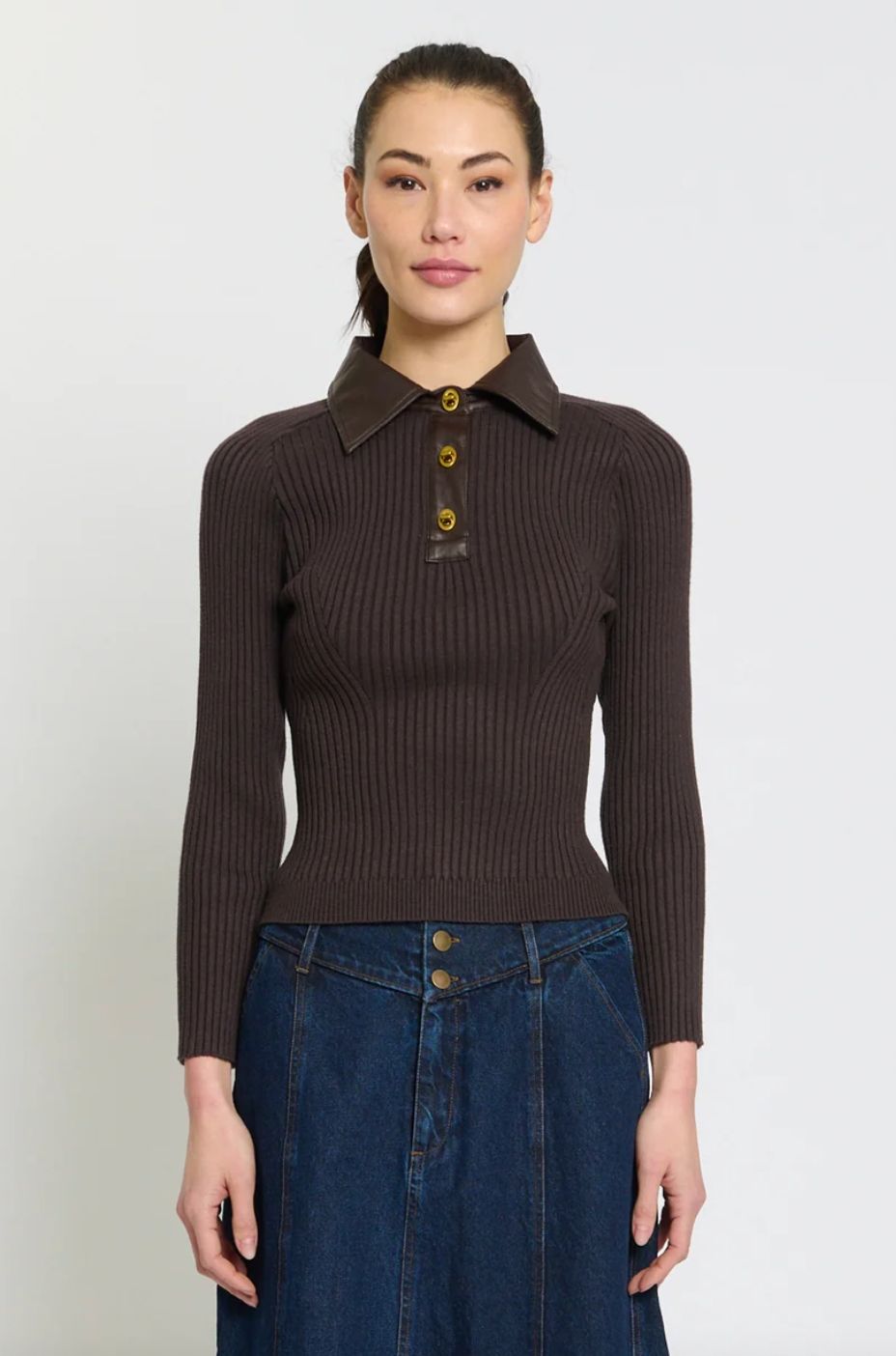 Central Park West Kara Vegan Collar Turnlock Polo