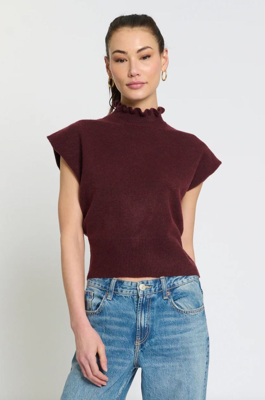 Central Park West Kate Ruffled Collar Dolman Sweater