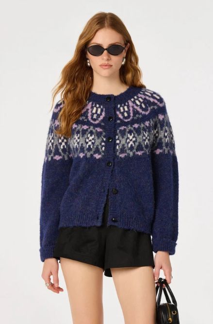 Astr Irene Cardigan, Color: Navy, Size: XS