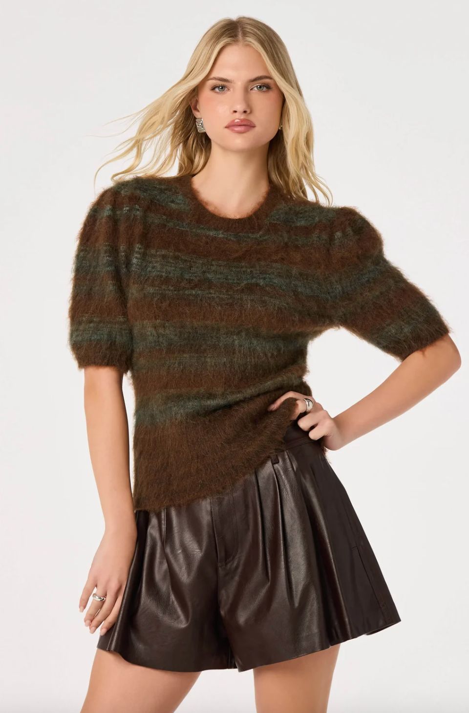 ASTR Jean Brushed Knit Striped Sweater