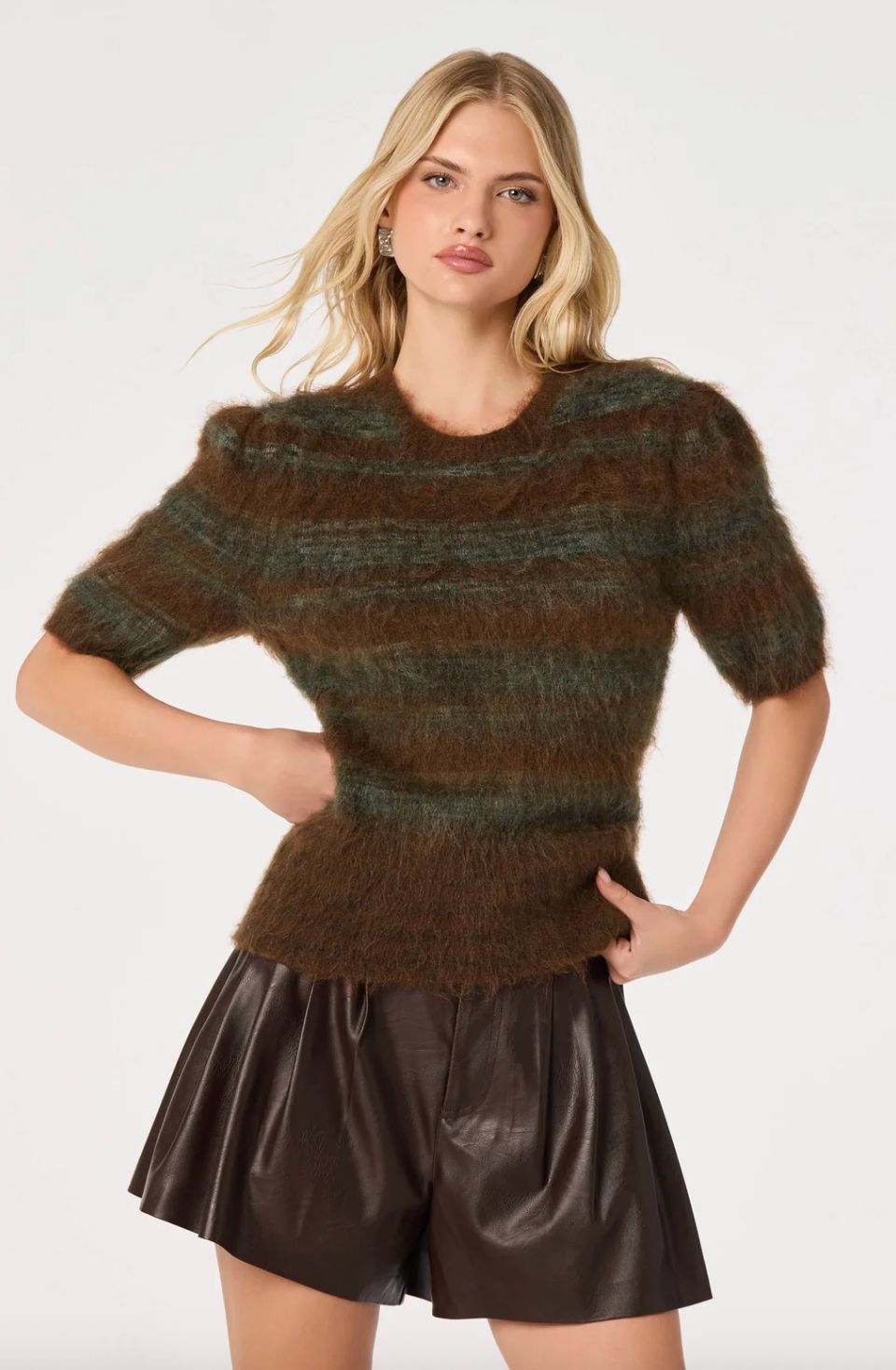 ASTR Jean Brushed Knit Striped Sweater