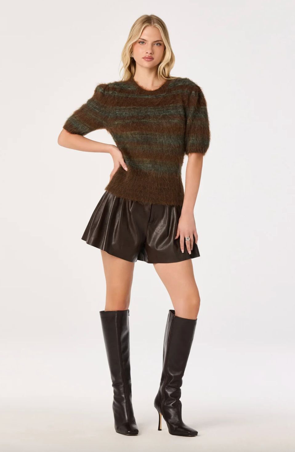 ASTR Jean Brushed Knit Striped Sweater
