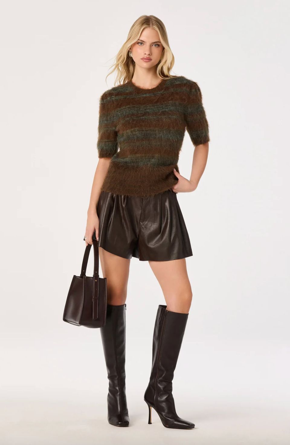 ASTR Jean Brushed Knit Striped Sweater
