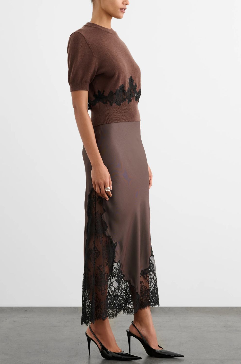 Toccin Vega Bias Slip Skirt in Espresso