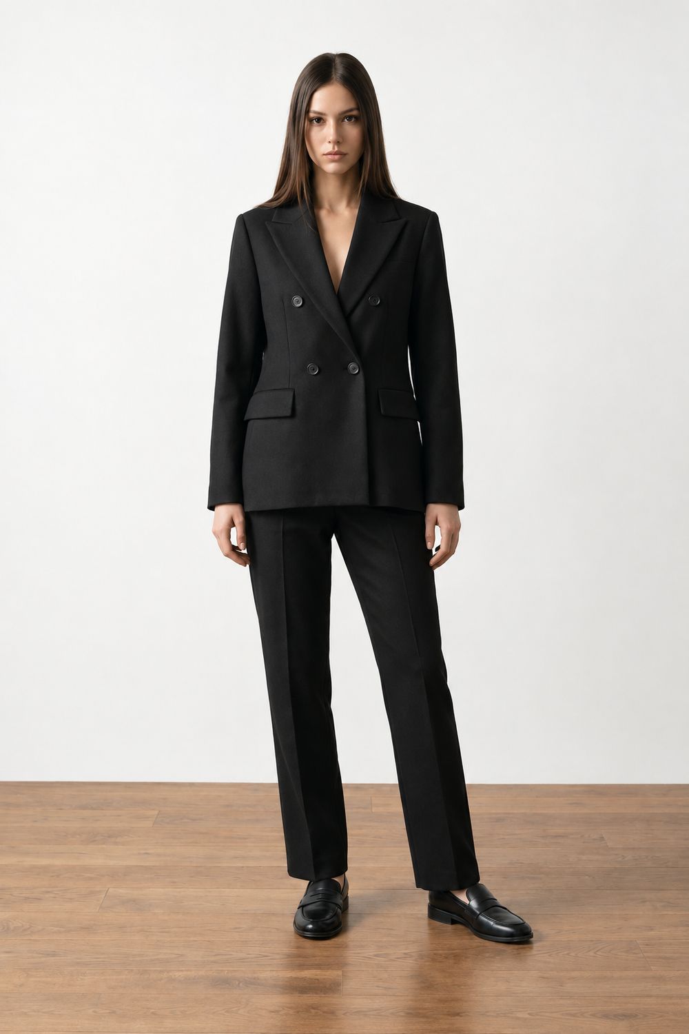 Uli Schneider Flannel Gabardine Double Breasted Blazer