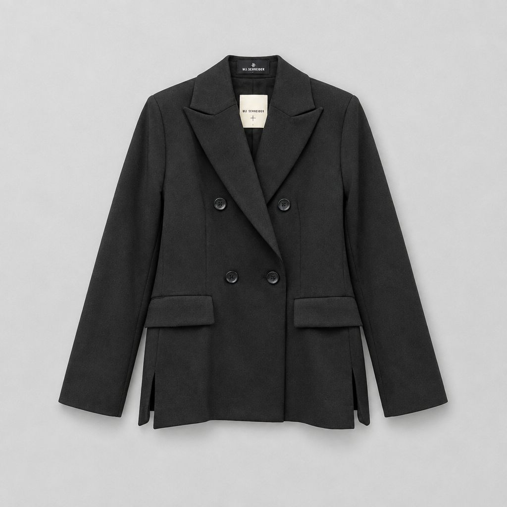Uli Schneider Flannel Gabardine Double Breasted Blazer