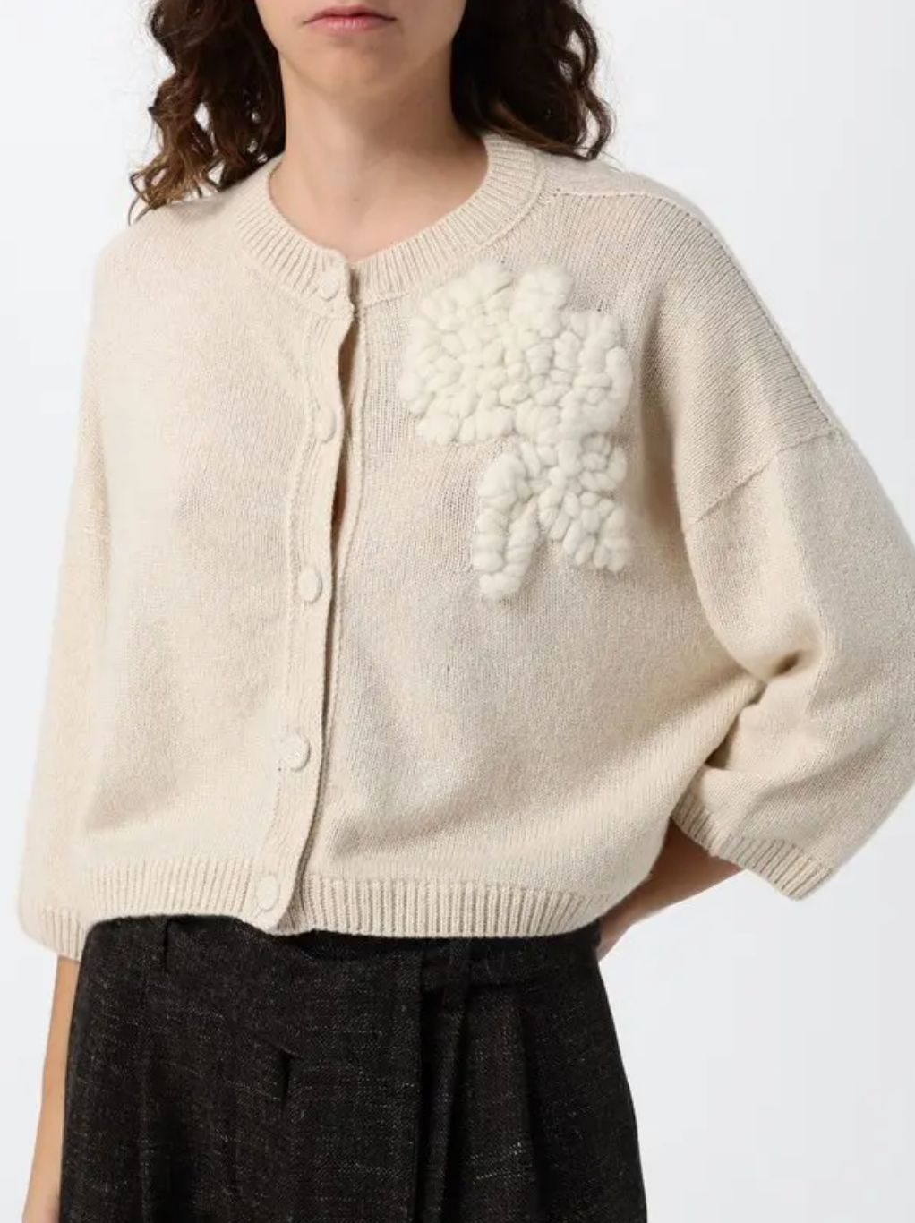 Liviana Conti Flower Applique Cardigan