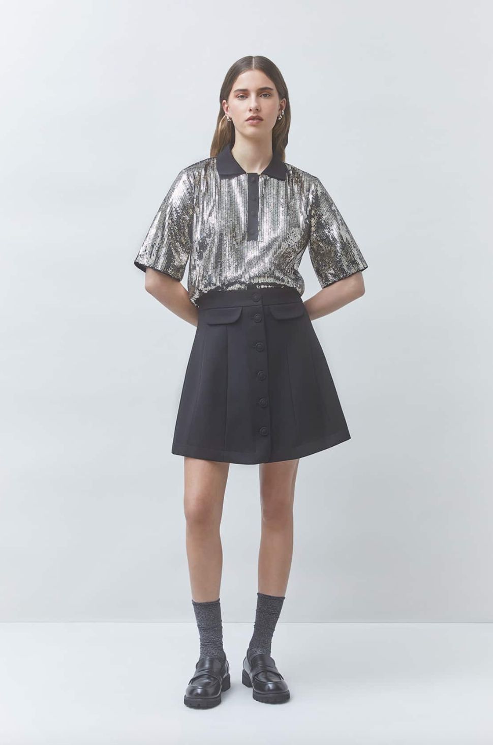 Suncoo Gold and Silver Sequin Top
