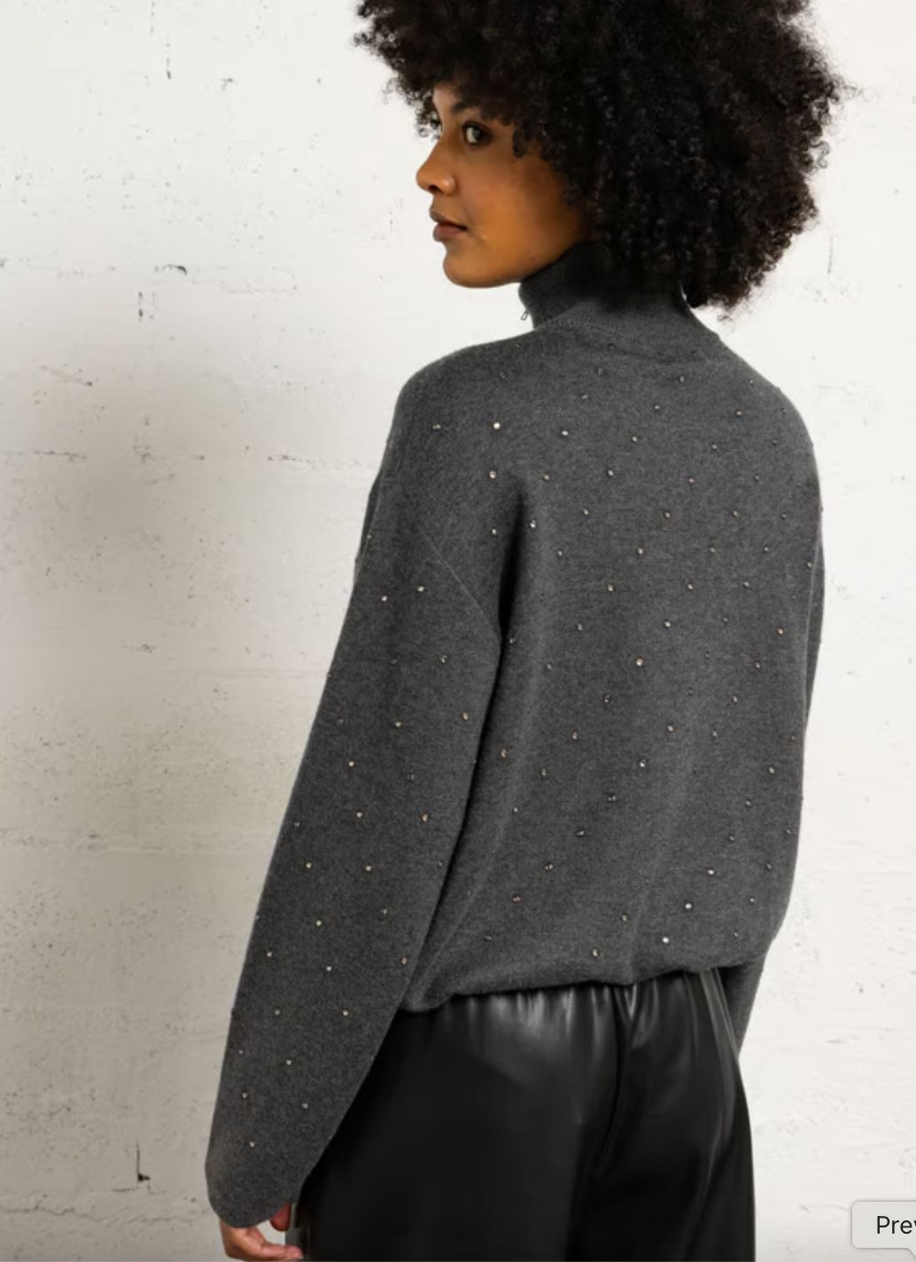 Suncoo Pristo Rhinestone Zip-Neck Sweater