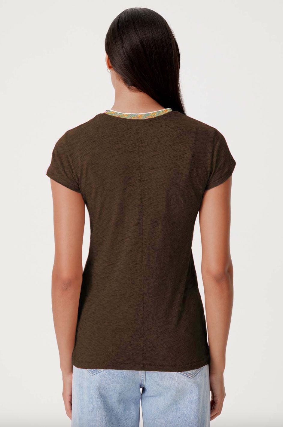 Goldie Iridescent Metallic Ringer in Coffee
