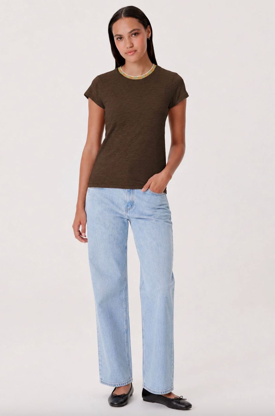 Goldie Iridescent Metallic Ringer in Coffee