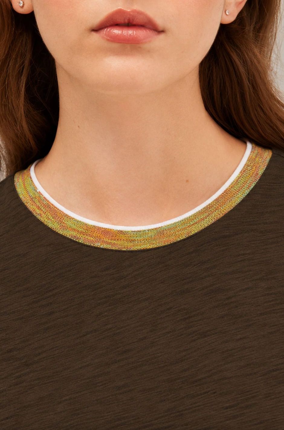Goldie Iridescent Metallic Ringer in Coffee