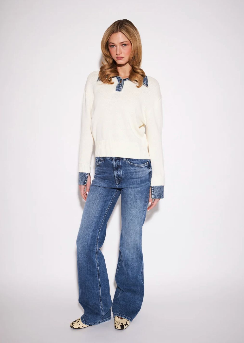 John &amp; Jenn Elton Denim Collared Sweater