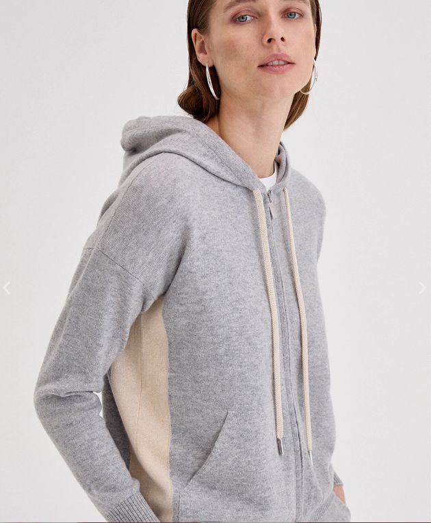 Biancalancia Cashmere Zip Up Hoodie, Color: Grey, Size: XS