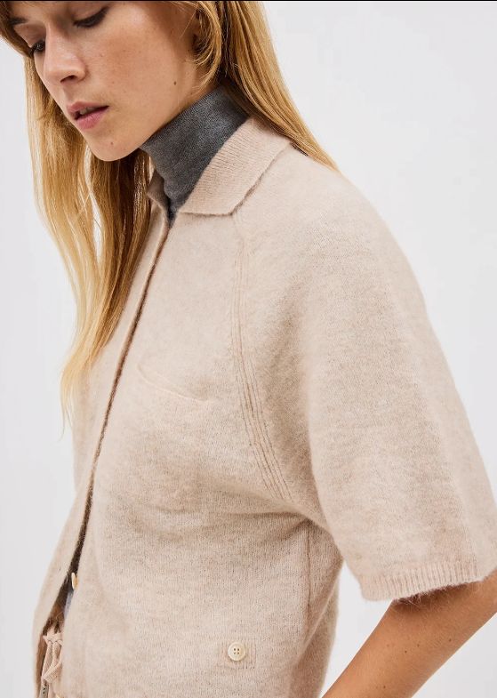 Biancalancia Collared Cardigan, Color: Blush, Size: XS
