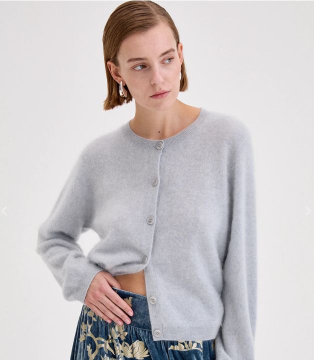 Biancalancia Button Front Cardigan, Color: Blue, Size: XS
