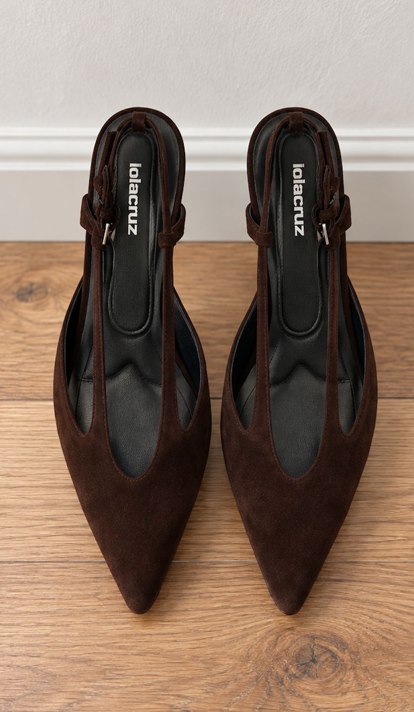 Lola Cruz Sling Back in Chocolate
