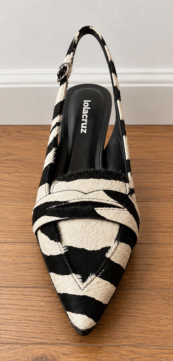 Lola Cruz Zebra Print Sling Back