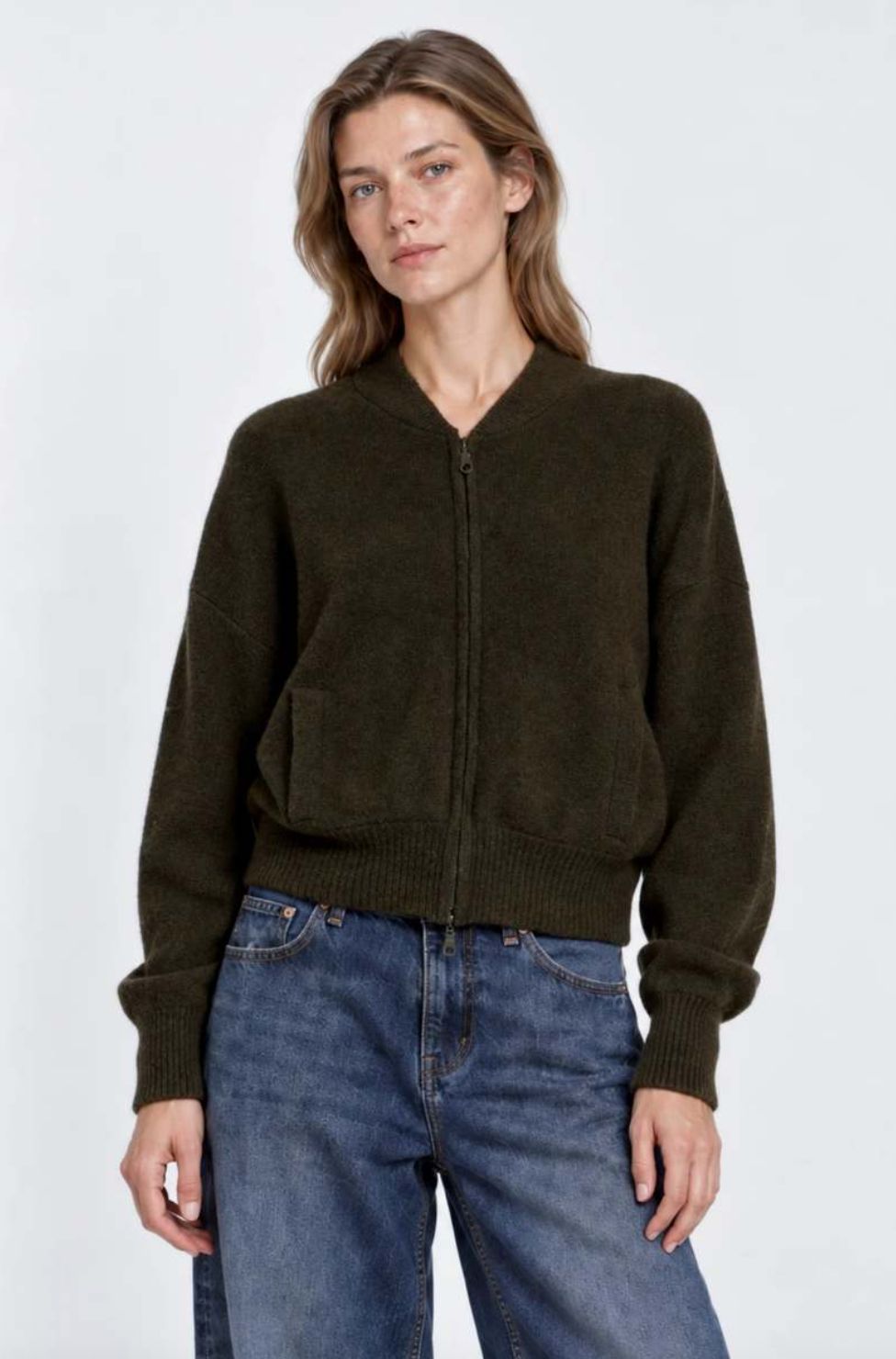 Minnie Rose Cashmere Cropped Bomber