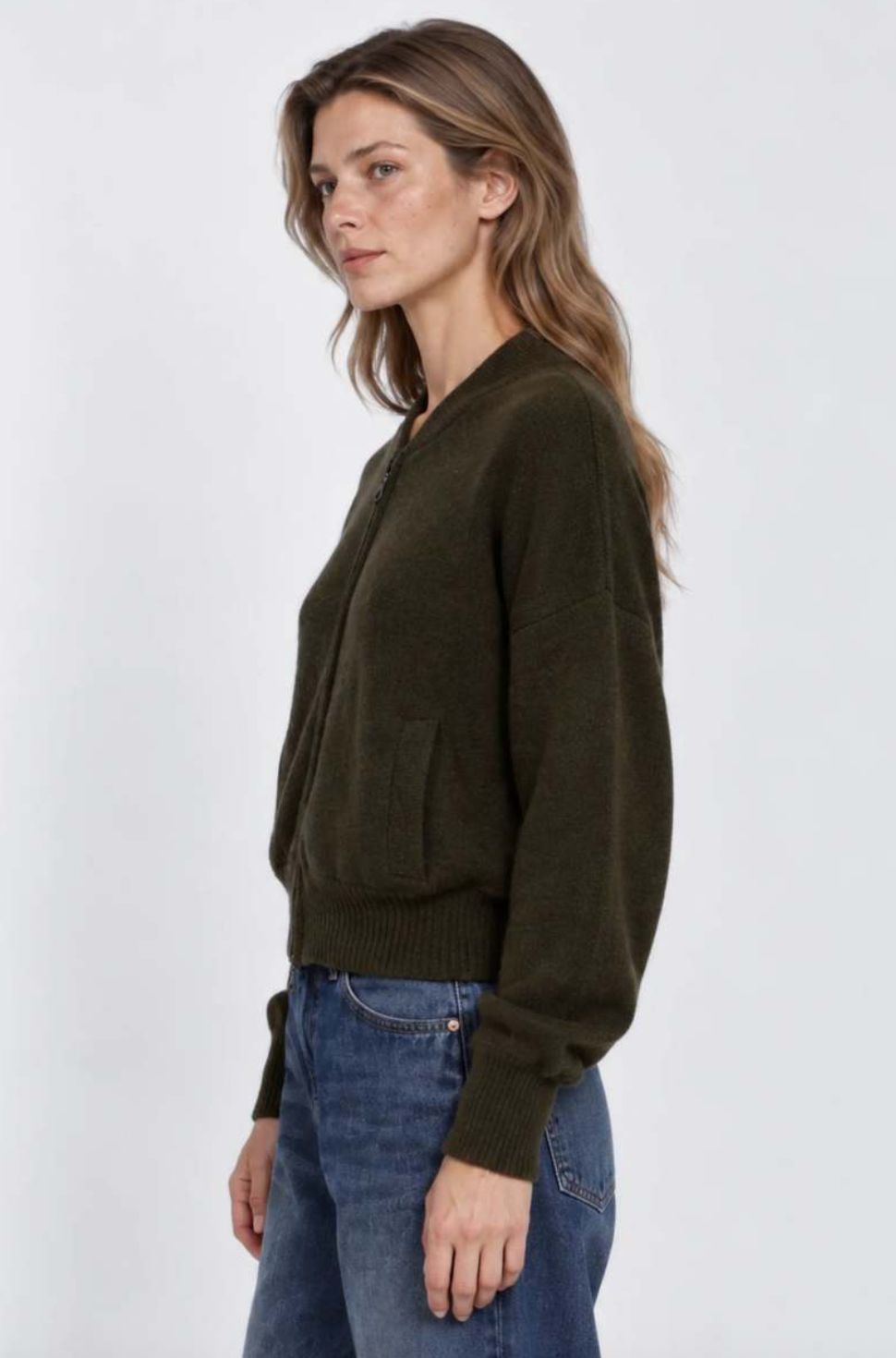 Minnie Rose Cashmere Cropped Bomber