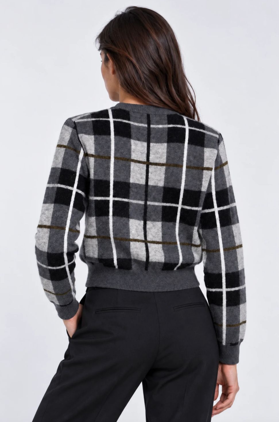 Minnie Rose Long Sleeve Plaid Cardigan