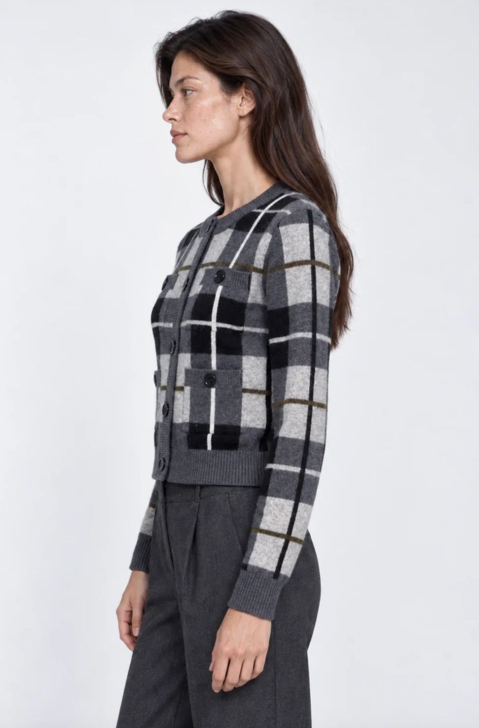 Minnie Rose Long Sleeve Plaid Cardigan